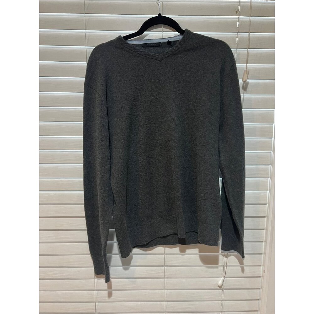 Greyson‎ Mens Charcoal Grey Merino Wool Blend V-Neck Golf Sweater Size M